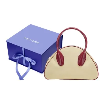 Lost In Echo Canvas With Leather Canvas Bag, Bowling Ball Crossbody Bag, Handbag Large Size Women's Khaki Red