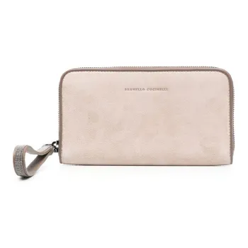 Brunello Cucinelli Suede Wallet Regular Women's Almond Beige