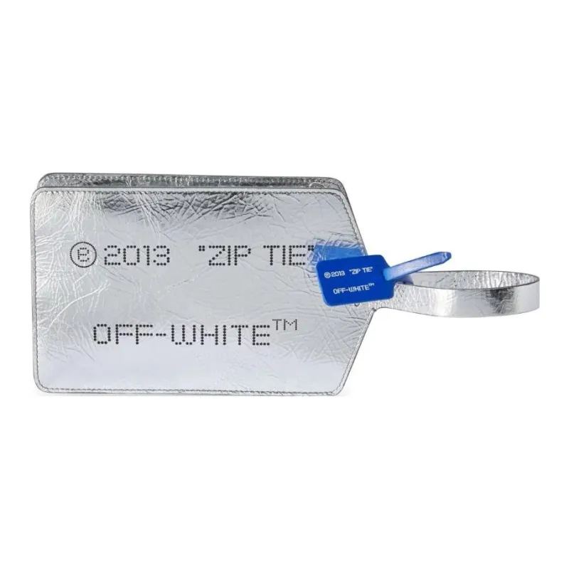 OFF WHITE Calfskin Card Holder Wallet Medium Size Women's Silver-0