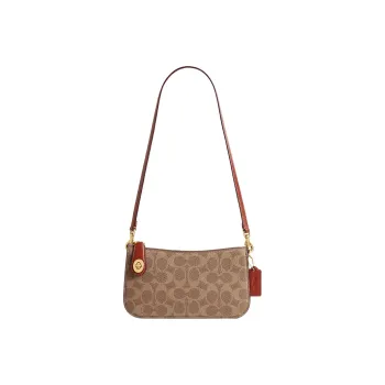 COACH Penn Coated Canvas With Refined Calfskin Handbag, Shoulder Bag Women's Brown
