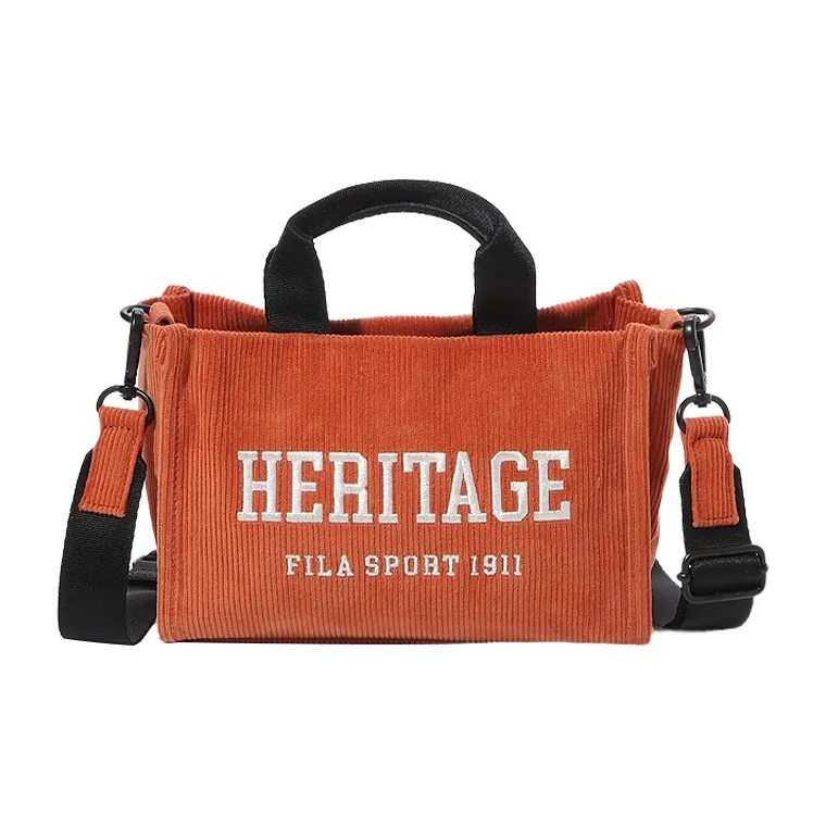 FILA Heritage Nylon Tote Bag Shopping Bag Shoulder Bag Crossbody Bag Handbag Mini Women's Orange-0