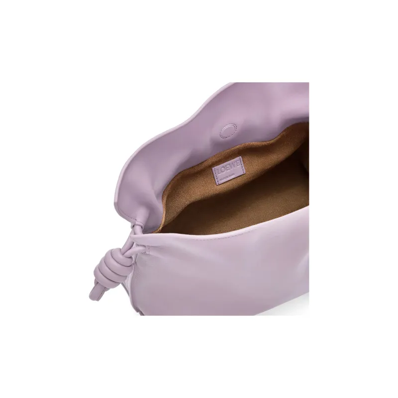 LOEWE Flamenco Napa Calf Leather Clutch Bag Over The Shoulder Large Size Women's Light Purple-4