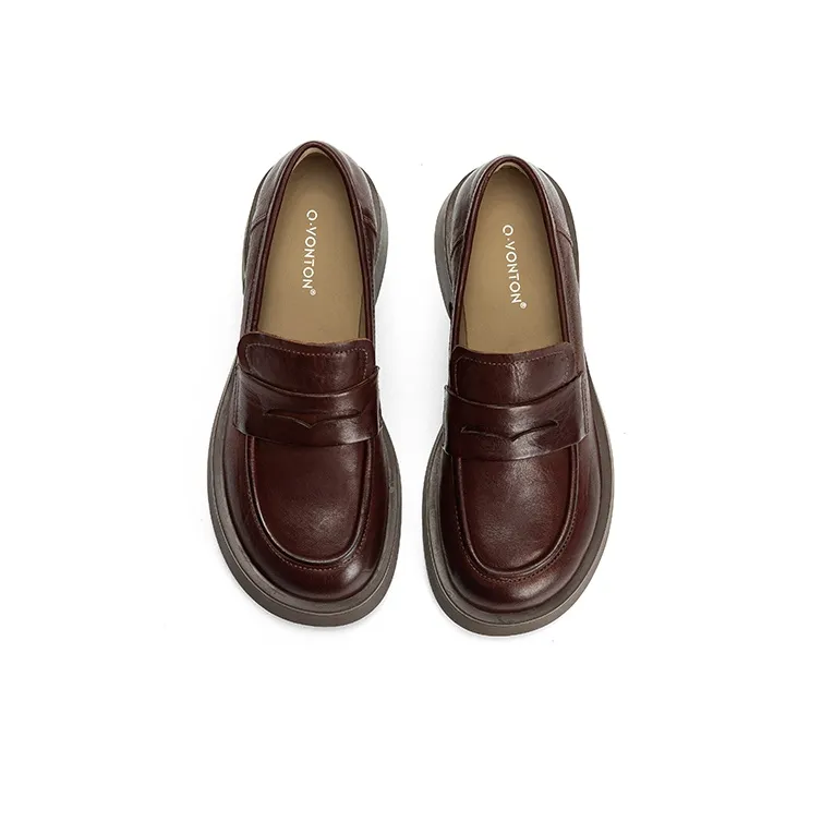 Q.VONTON Loafers Women's Low Top Black/Coffee-6