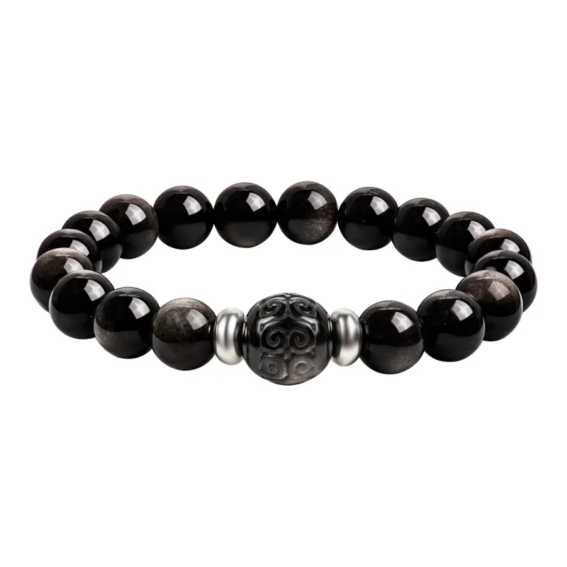 SIMPLE JOYS Natural Obsidian Bracelets Unisex-8