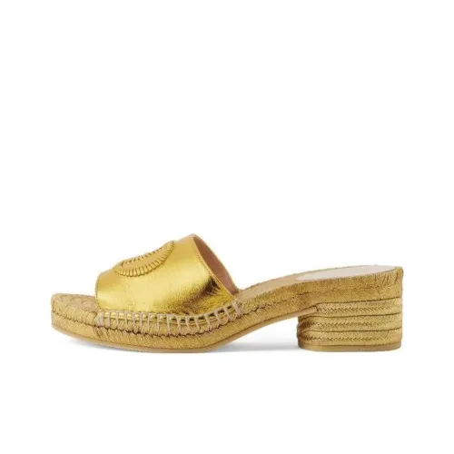 GUCCI Slide Slippers Women's Gold