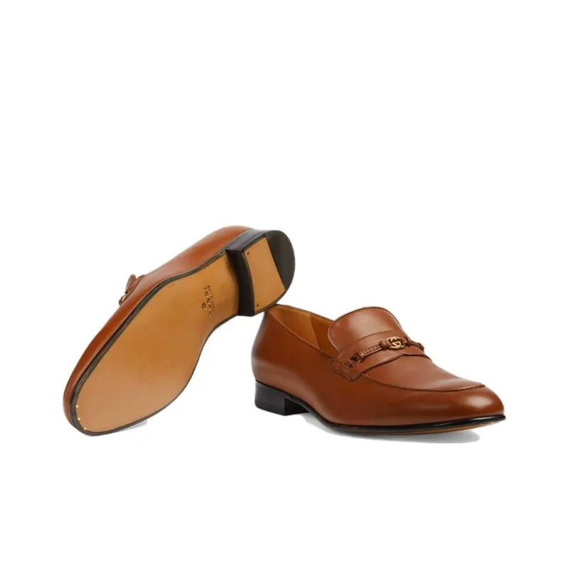 GUCCI Interlocking Loafers 2cm Men's Light Brown-5