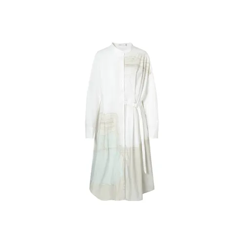 DIALOGUE Long-Sleeved Dresses Women's Moon White