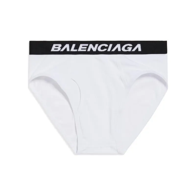Balenciaga Racer Logo Waistband Briefs 'White'-0