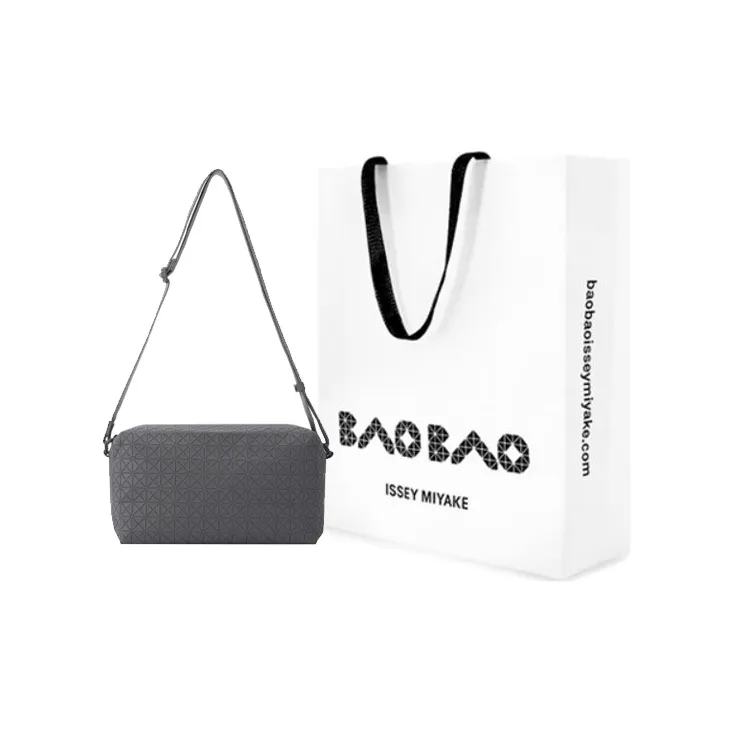 ISSEY MIYAKE KuroSaddle Cotton With Cow Leather Small Square Bag Shoulder Bag, Crossbody Bag Unisex Gray-7