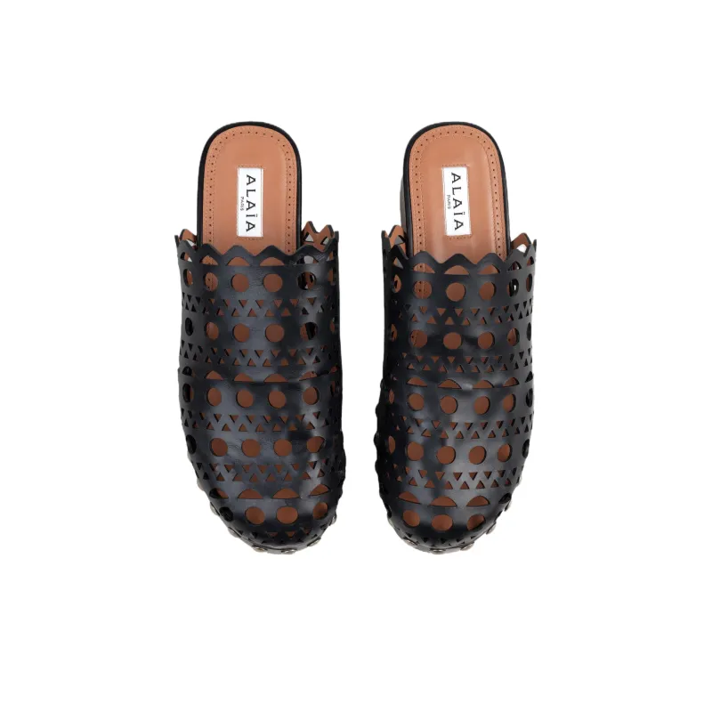 Alaia Rubber Sole Closed Toe Slippers Women's Black-4