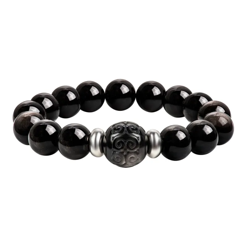 SIMPLE JOYS Natural Obsidian Bracelets Unisex-7