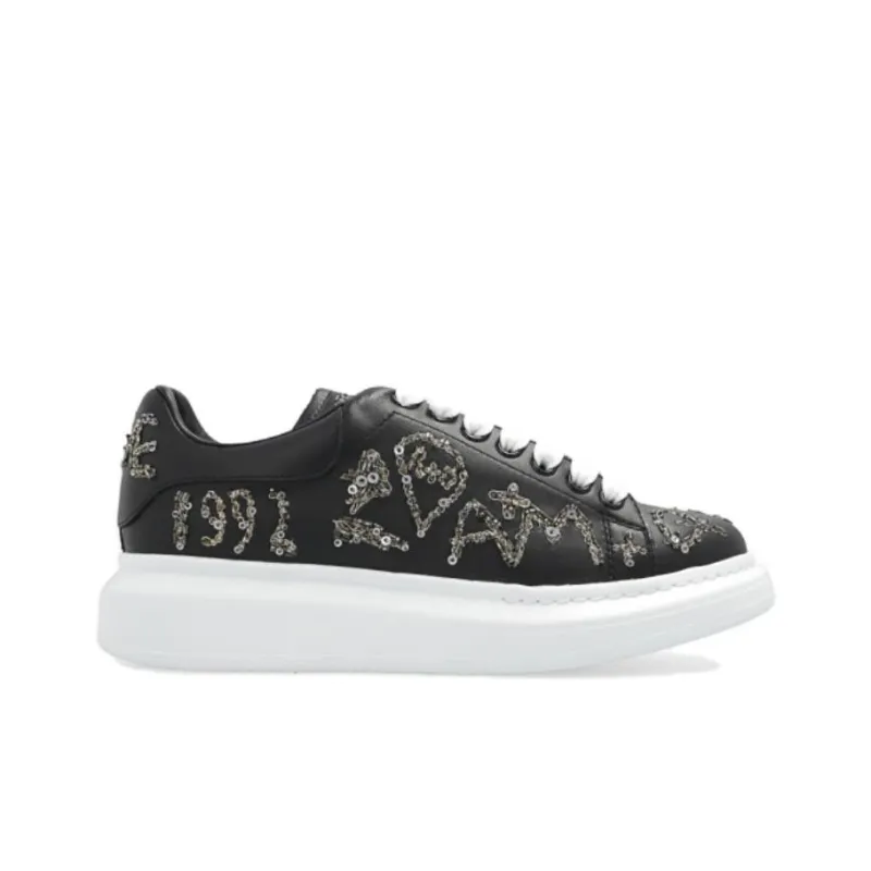 Alexander McQueen Oversized Sneaker Low-Top Stylish Skateboarding Shoes Women's Black-1
