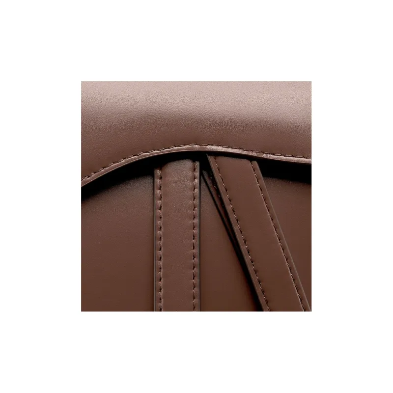 DIOR Smooth Cow Leather Saddle Bag Shoulder Bag Crossbody Bag Handbag Women's Chocolate Brown-5