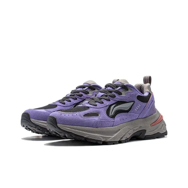 LiNing Beichen Anti-Slip Wear-Resistant Low-Top Running Shoes Women's Purple Black-2