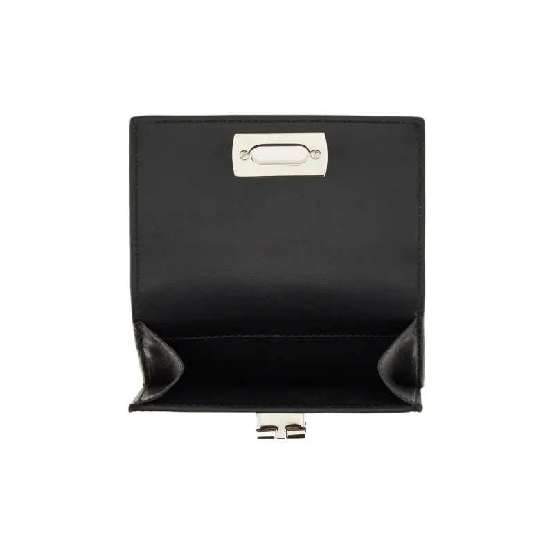 FERRAGAMO Cow Leather Wallet Small Size Women's Flame Red/Black-4