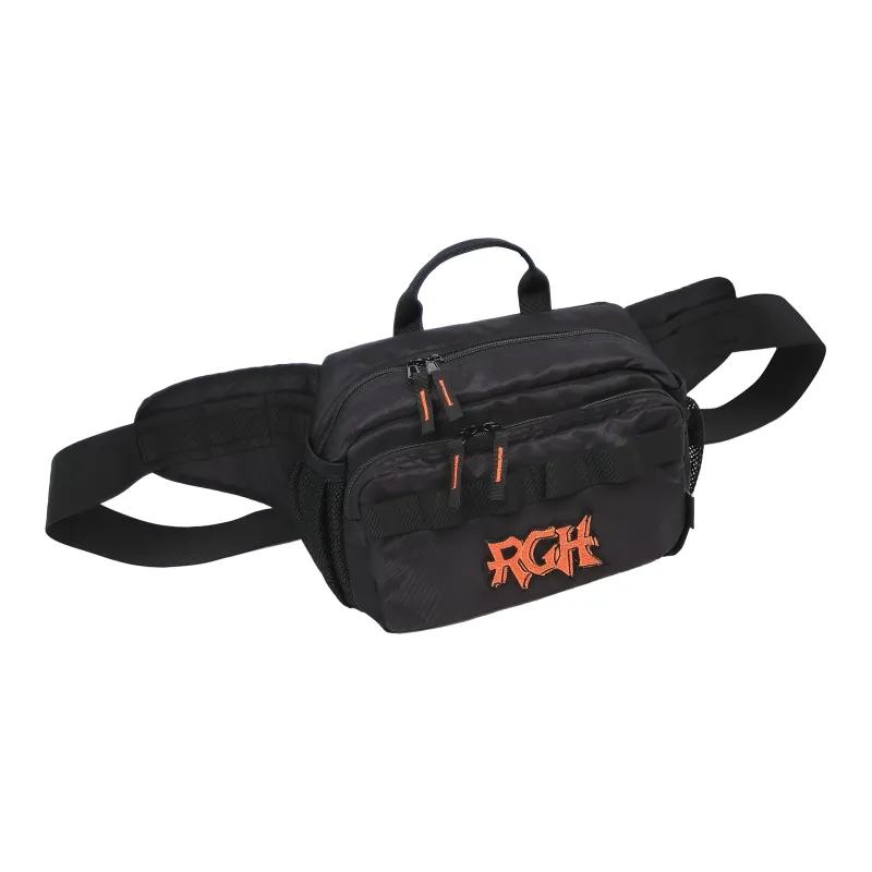Rough Enough Canvas Fanny Pack Handbag Sling Bag Large Size Men's Black Orange-0