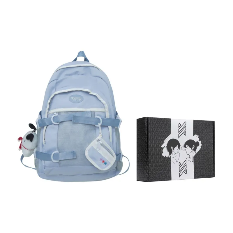 NOMK Nylon Backpack Large Size Unisex Blue-11
