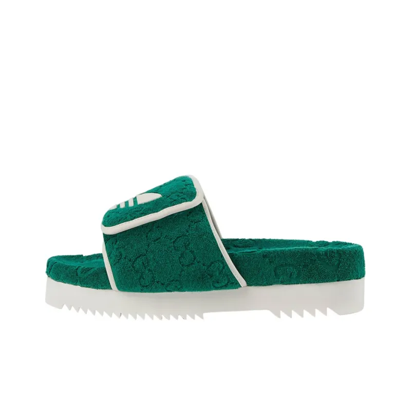 GUCCI Adidas X GUCCI Gg Platform Sandal 'Green Cotton Sponge'-0