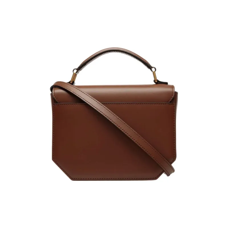 BALLY Emblem Cow Leather Square Bag Shoulder Bag Crossbody Bag Handbag Mini Women's Brown-2