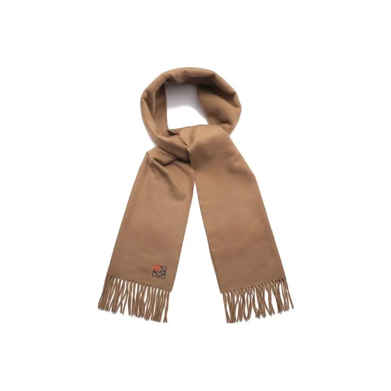 LOEWE Cashmere Knit Scarves Women's Camel-2