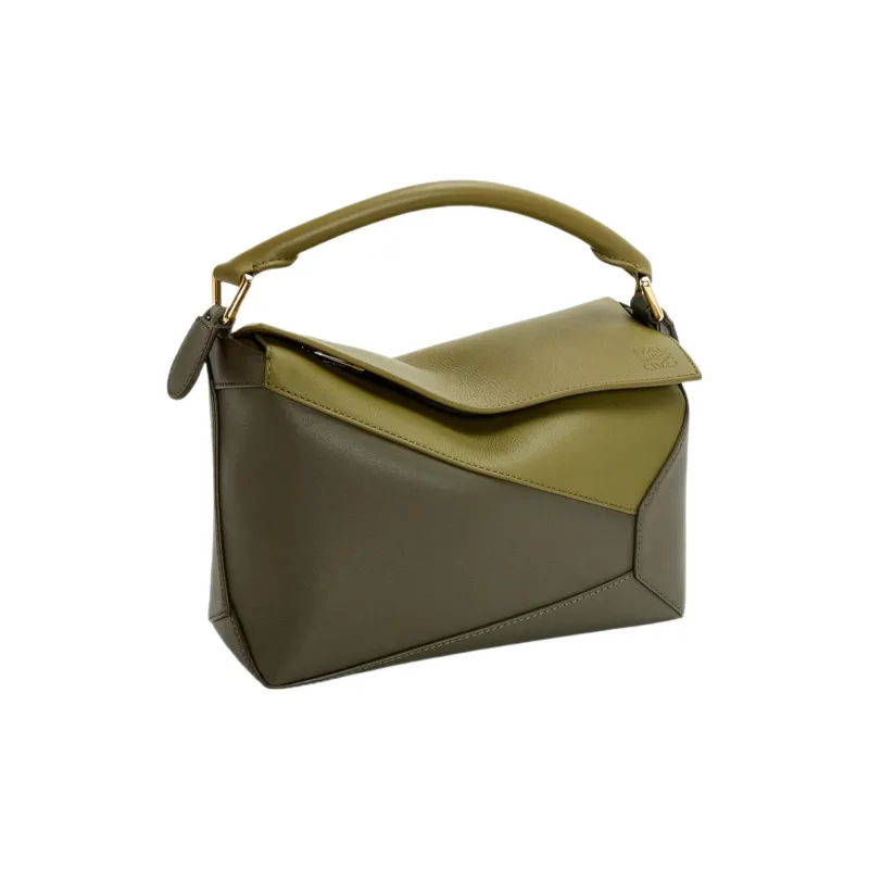 LOEWE Puzzle Cow Leather Shoulder Bag, Crossbody Bag, Handbag Trumpets Women's Olive Green/Dark Green-2