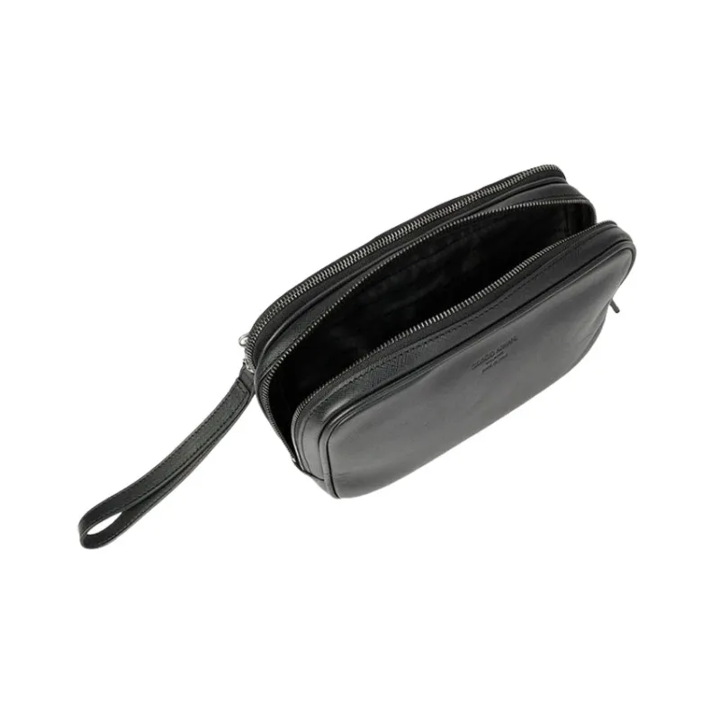 GIORGIO ARMANI Leather Clutch Regular Men's Black-3