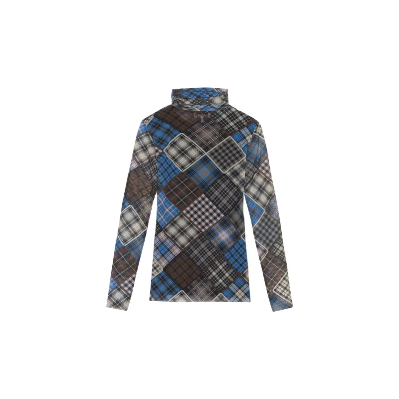 GANNI Checkered Roll-neck T-shirt-1