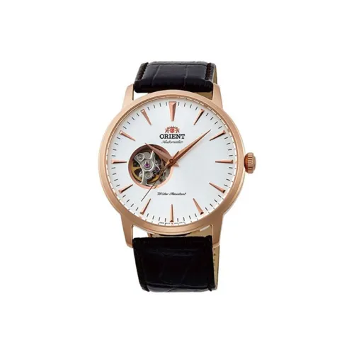 ORIENT Automatic Mechanical Movement Cow Leather Strap Watch Men's Watches White Dial FAG02002W