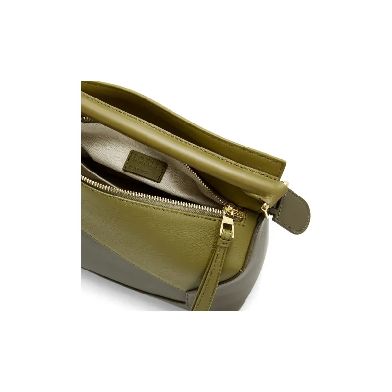 LOEWE Puzzle Cow Leather Shoulder Bag, Crossbody Bag, Handbag Trumpets Women's Olive Green/Dark Green-6