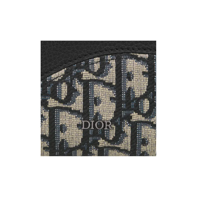 DIOR Oblique Printed Fabric Grained Cow Leather Wallet Regular Men's Black-4
