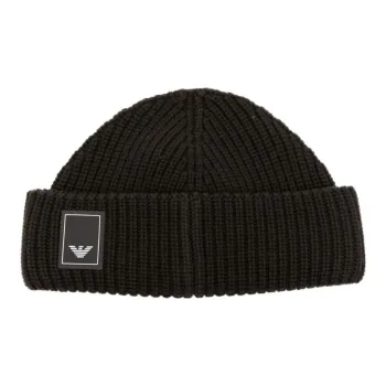 EMPORIO ARMANI Logo patch Virgin wool Beanie