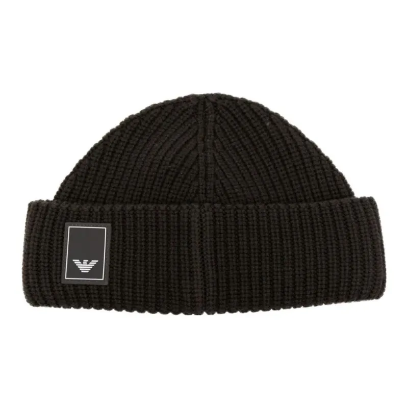 EMPORIO ARMANI Logo patch Virgin wool Beanie-0
