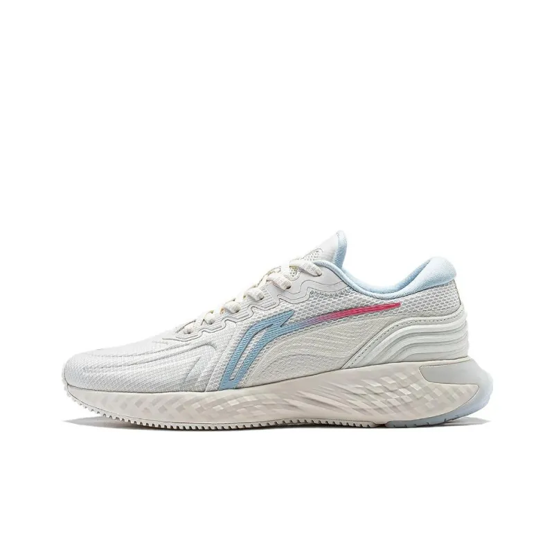 LiNing Cloud Shield Cushioning Reflective Rebound Low Top Running Shoes Women's Ecru-0