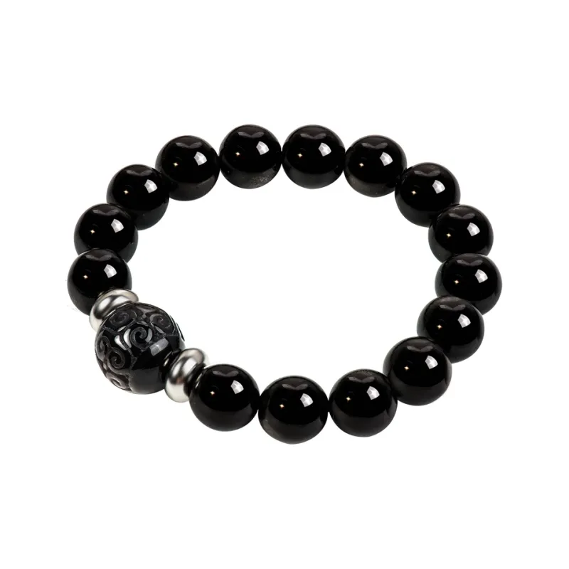 SIMPLE JOYS Natural Obsidian Bracelets Unisex-16