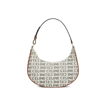 CELINE Cow Leather With Fabric Handbag, Shoulder Bag Women's Light Umber
