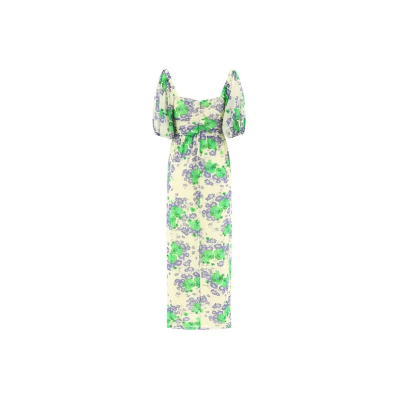 GANNI Short-Sleeved Dresses Women's Green-1
