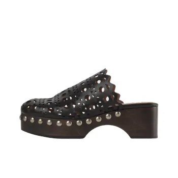 Alaia Rubber Sole Closed Toe Slippers Women's Black