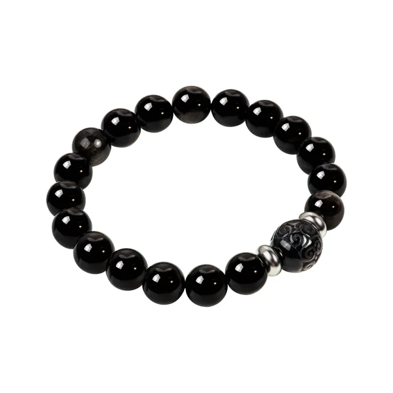SIMPLE JOYS Natural Obsidian Bracelets Unisex-17