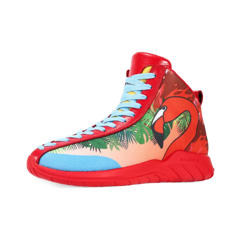 SOULSFENG Mid Top Basketball Shoes Unisex Red-2