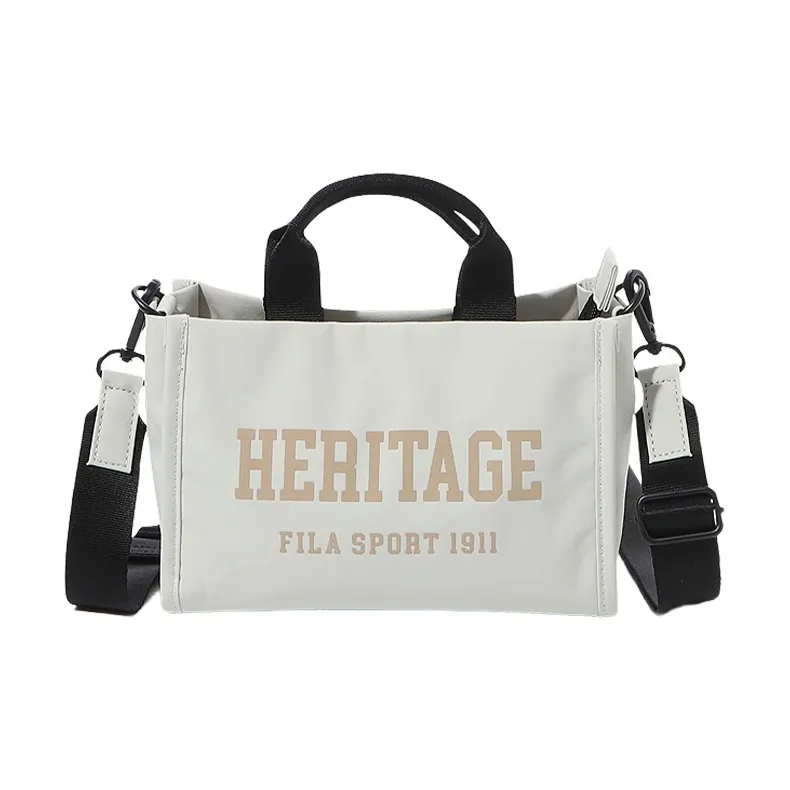 FILA Heritage Nylon Tote Bag Shopping Bag Shoulder Bag Crossbody Bag Handbag Mini Women's White-0
