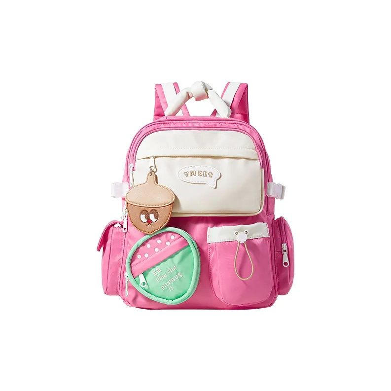 Sound For Life Nylon Fabric Backpack Large Size Women's Ecru/Pink-5