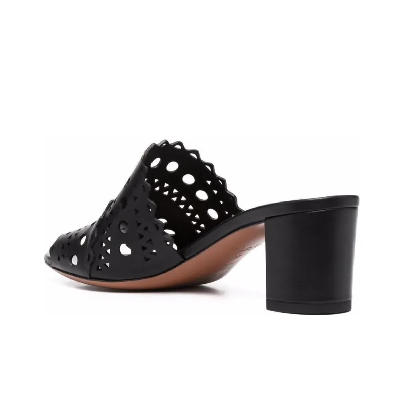 Alaia Slide Slippers Women's Black-4