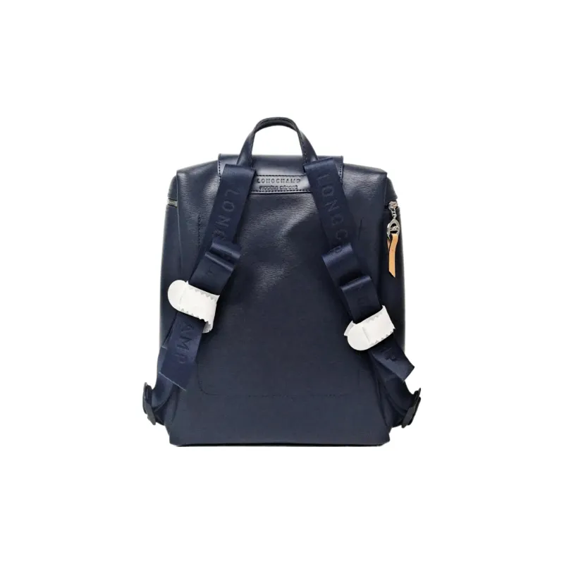 LONGCHAMP Le Pliage City Coated Canvas With Leather Trim Backpack Medium Size Unisex Marine Blue-3