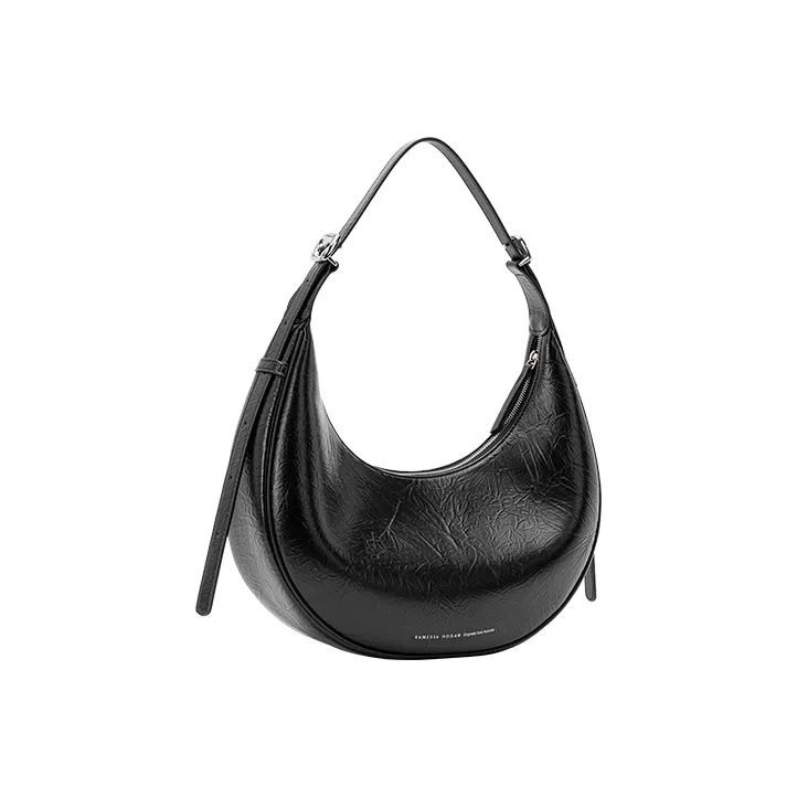 VANESSA HOGAN Vh Classic Series Cow Leather Crescent Bag Shoulder Bag Crossbody Bag Large Size Women's Black-1