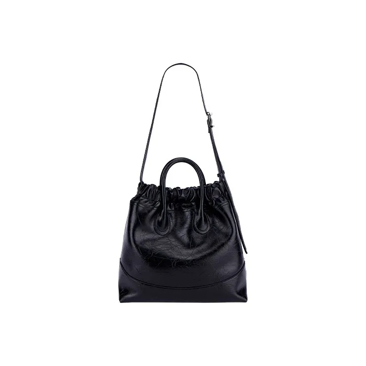 AMAZING SONG Stray Bag Series Cow Leather Tote Bag, Shopping Bag, Handbag, Crossbody Bag Tubas Women's Black/White-3