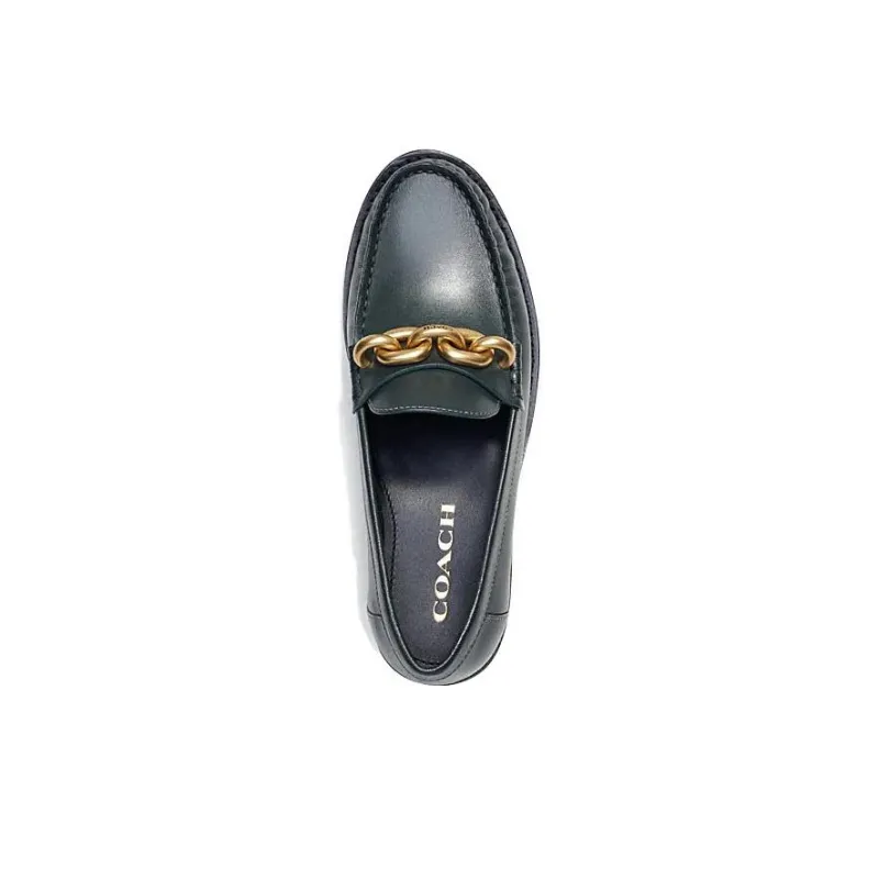 COACH Chain-link Detailing Leather Loafers-3