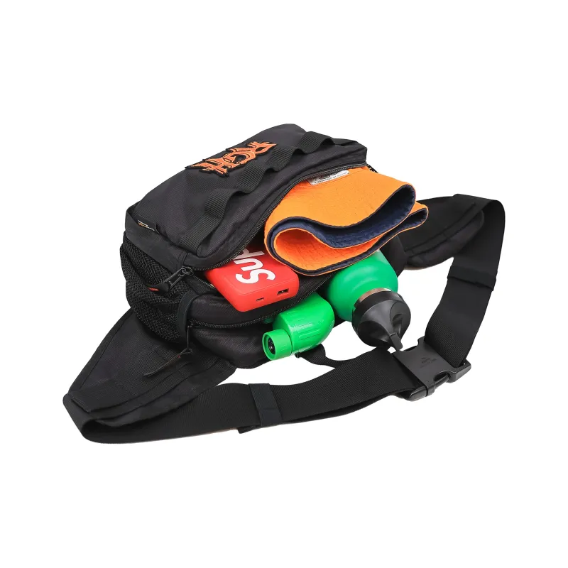 Rough Enough Canvas Fanny Pack Handbag Sling Bag Large Size Men's Black Orange-1