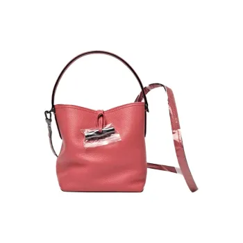 LONGCHAMP Roseau Essential Cow Leather Bucket Bags Shoulder Bag Crossbody Bag Extra Small Women's Garnet Red