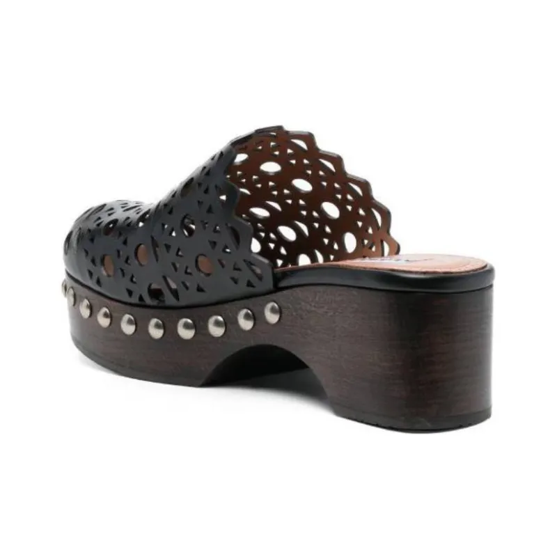 Alaia Rubber Sole Closed Toe Slippers Women's Black-3
