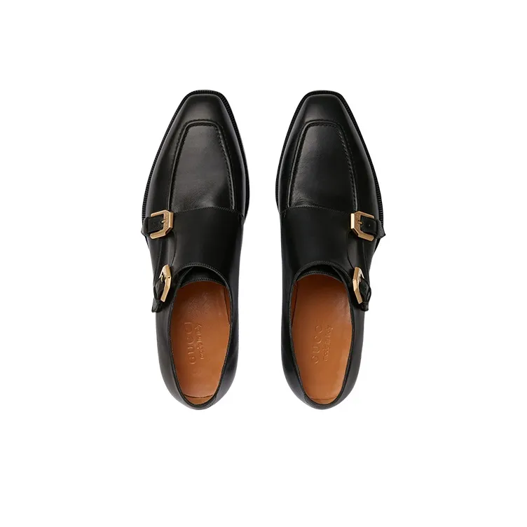 GUCCI Dress Shoes Men Low Top Black-2